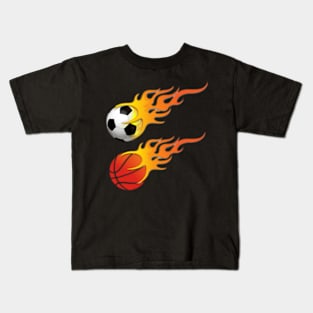 Football lovers with basketball Kids T-Shirt